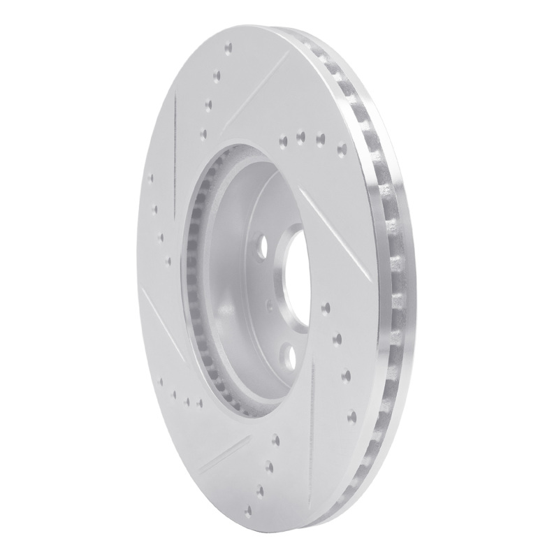 Toyota Yaris Brake Rotor (1) - Front Right - R1 Concepts - Drilled & Slotted - Silver - `12-`18